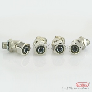 铜镀镍45度弯头金属软管接头配铁镀锌豁口金属环12-51mm